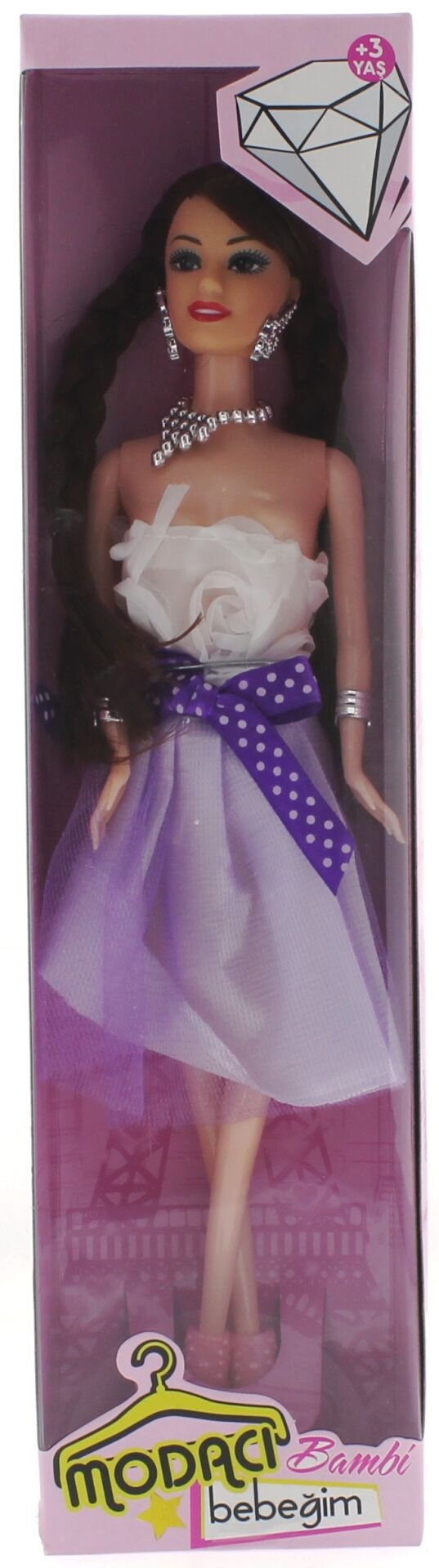 Bambi Beyaz Elbiseli Moda Bebek