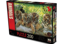 KS Puzzle 200 Parça Four Tigers Yavru Kaplanlar