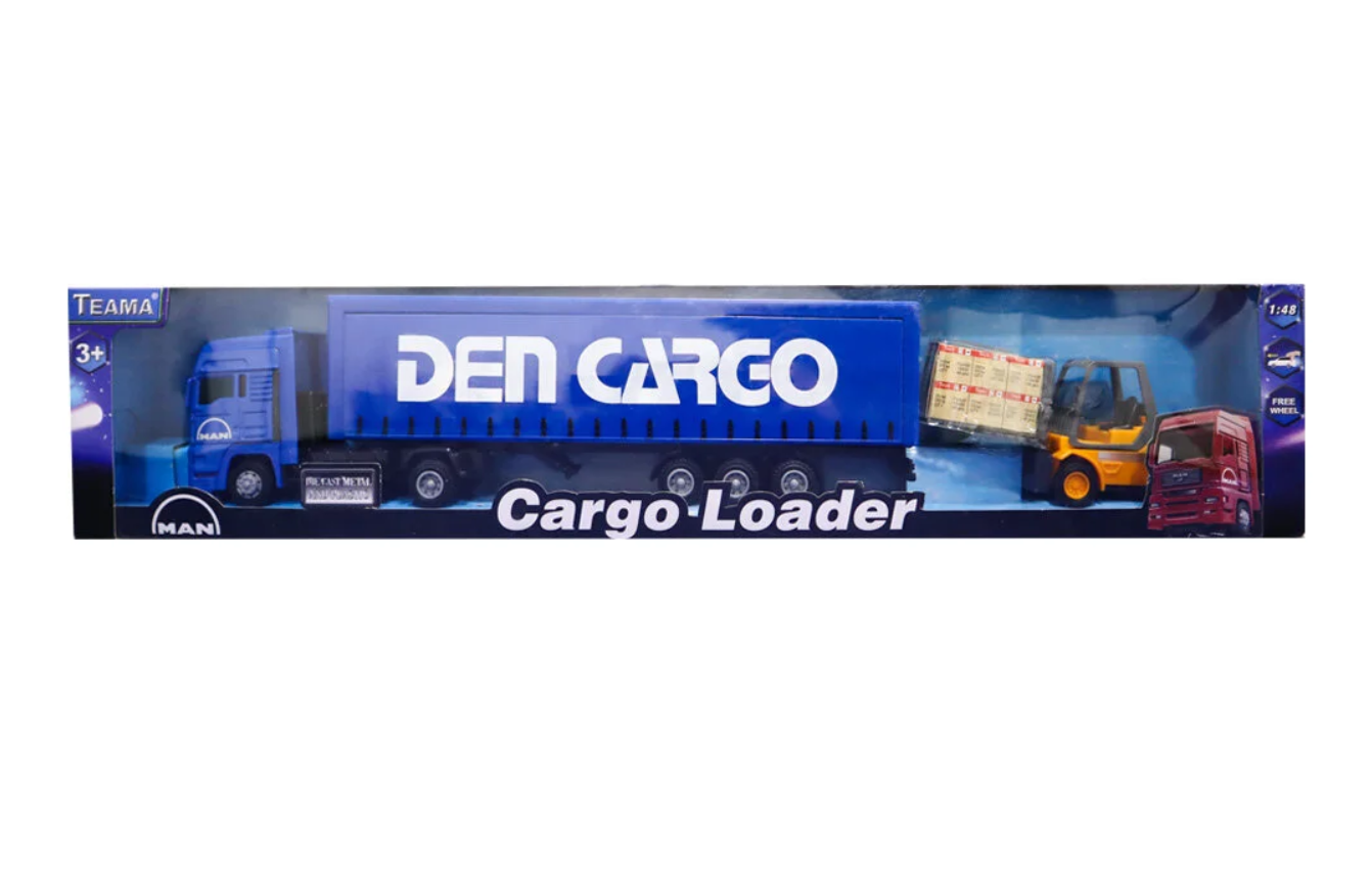 Kutulu Sürtmeli Forklift ve Mavi Konteynır Tır