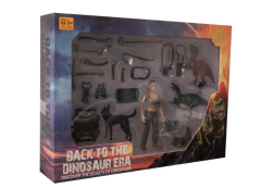 Kadın Figürlü 3 Dinozorlu ve Aksesuarlı Oyun Seti