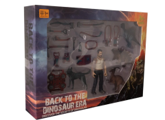 Erkek Figürlü 3 Dinozorlu ve Aksesuarlı Oyun Seti