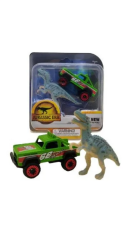 Die Cast Metal Yeşil Pikap ve Gri Dinozor