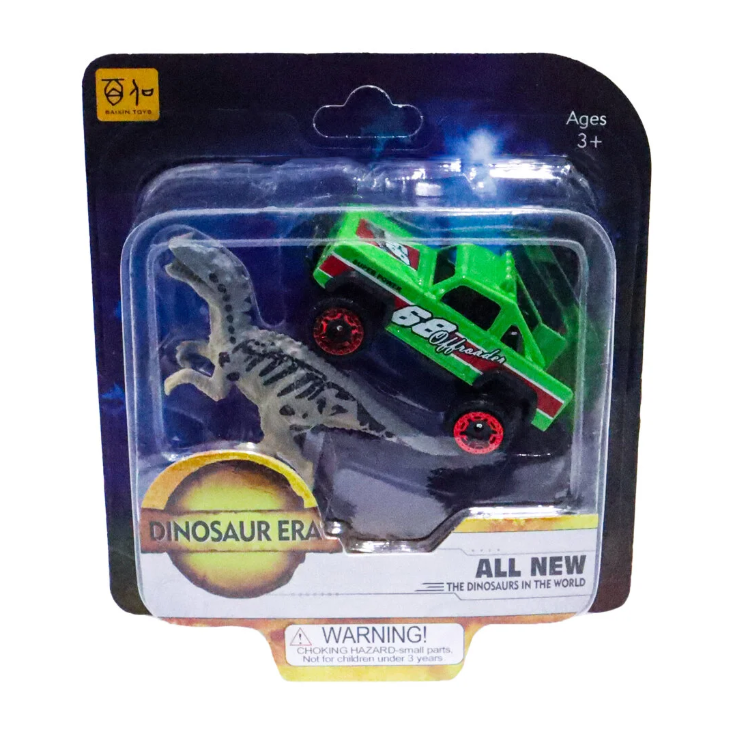 Die Cast Metal Yeşil Pikap ve Gri Dinozor