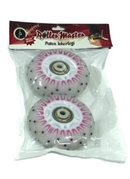 2 li Işıklı Kıvılcım Çıkartan Paten Tekerleği Pembe Desenli 90A/70MM