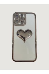 Iphone 13 Pro Max Şeffaf Kalpli Silikon Kılıf