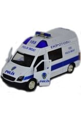 Çek Bırak Metal Sesli Ve Işıklı Polis Minibüsü