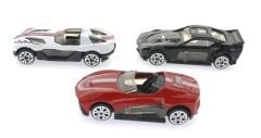 Die Cast Metal 3'lü Yarış Arabaları Siyah Araçlı
