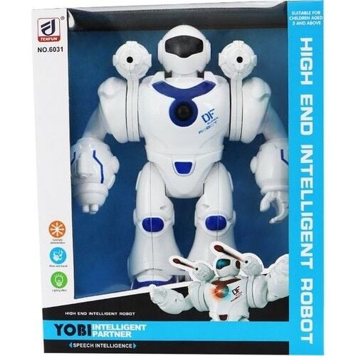 Füze Atan Sesli ve Işıklı Robot Mavi-Beyaz