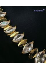 Taşlı Badem Gold Bileklik