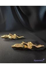 Pinterest Dalga Desenli Gold Küpe