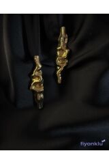 Pinterest Dalga Desenli Gold Küpe
