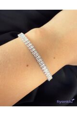 Su Yolu Baget Kesim Zirkon Taşlı Silver Renk Bileklik