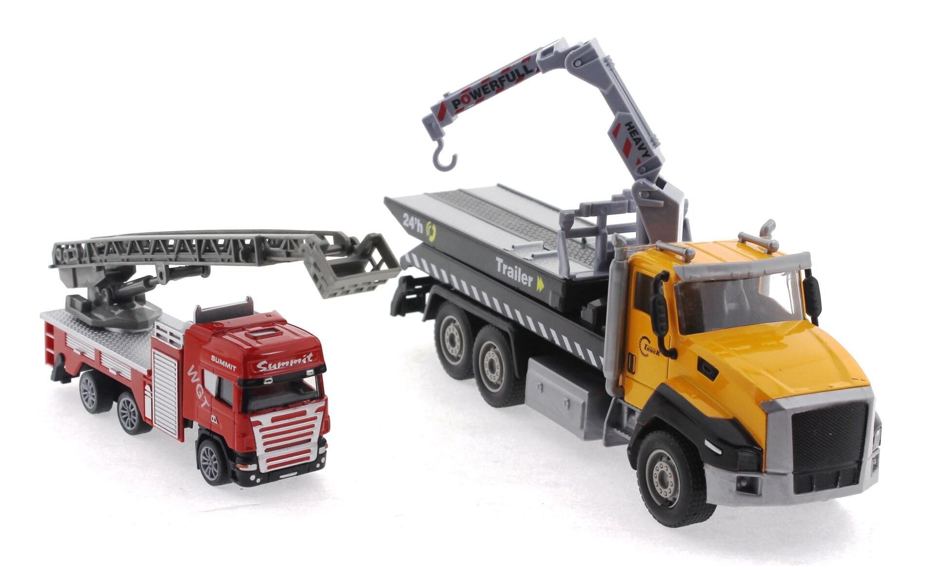 Die Cast Çek Bırak Vinçli Kurtarıcı ve Merdivenli İtfaiye Aracı