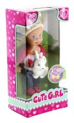 Cute Girl Tavşan Figürlü Sarışın Mini Bebek