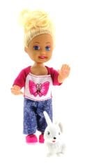 Cute Girl Tavşan Figürlü Sarışın Mini Bebek