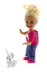 Cute Girl Tavşan Figürlü Sarışın Mini Bebek