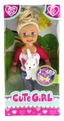 Cute Girl Tavşan Figürlü Sarışın Mini Bebek