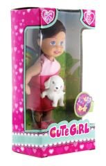 Cute Girl Köpek Figürlü Kumral Mini Bebek