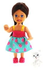Cute Girl Kedi Figürlü Kumral Mini Bebek