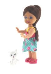 Cute Girl Kedi Figürlü Kumral Mini Bebek