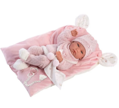 Llorens Pembe Pijamalı Yenidoğan Et Bebek Nica 38 cm